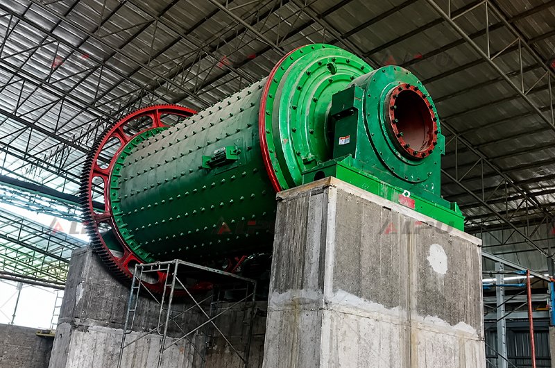 Copper ore ball mill operating at a mineral processing plant in the Philippines