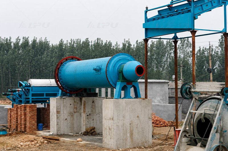 Iron ore ball mill operating at a mineral processing plant in Russia