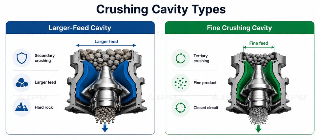 Larger-feed cavity and fine crushing cavity options for LIPU SC series single-cylinder cone crushers
