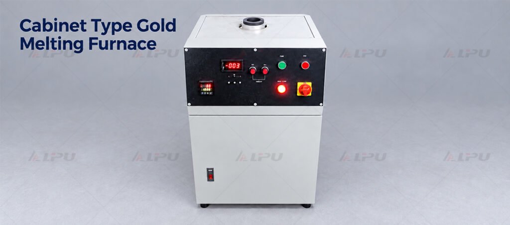Cabinet type gold melting furnace with front-mounted control panel