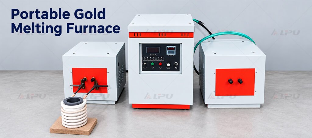 Portable gold melting furnace with power control unit and induction coil