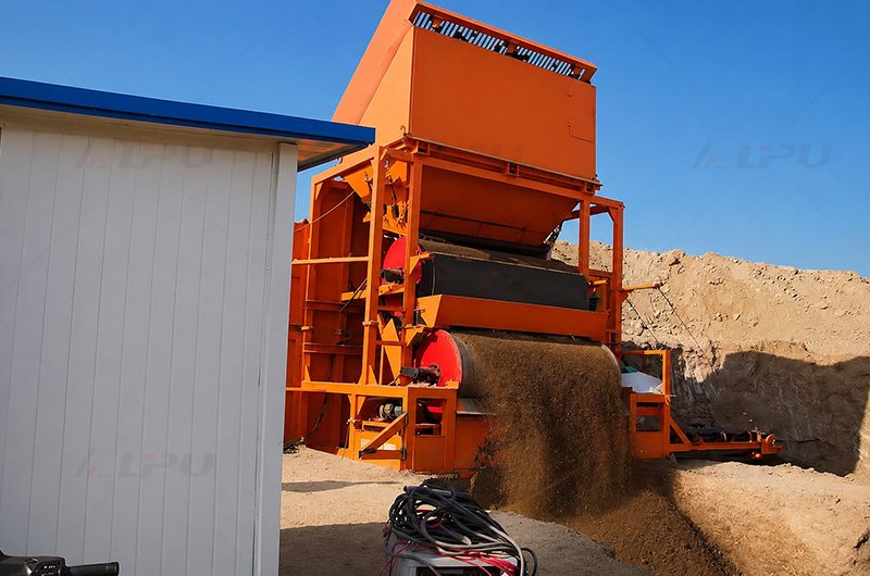 Dry magnetic separation equipment operating at an outdoor mineral processing customer site