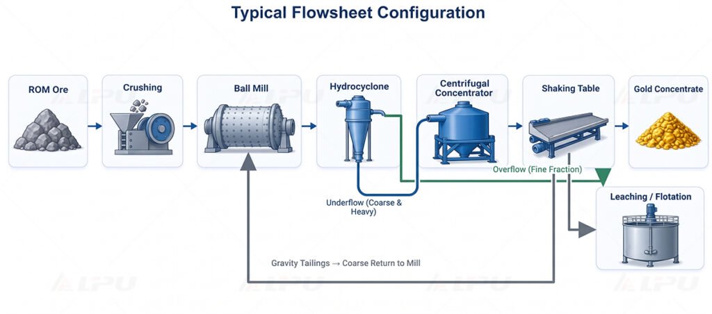Gold grinding circuit with centrifugal concentration
