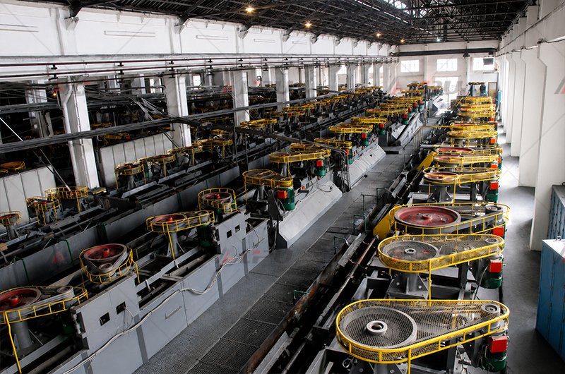 Flotation machine operating at a mineral processing plant in India