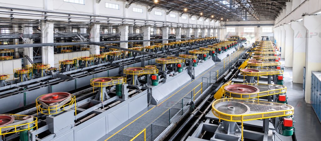  Mechanical flotation cell banks in a silver ore processing circuit.