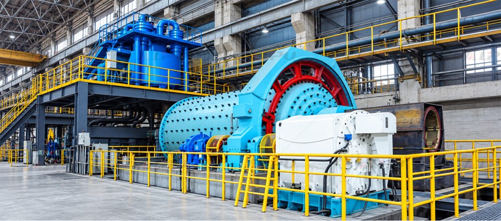 Ball mill and hydrocyclone cluster in a silver ore grinding and classification circuit