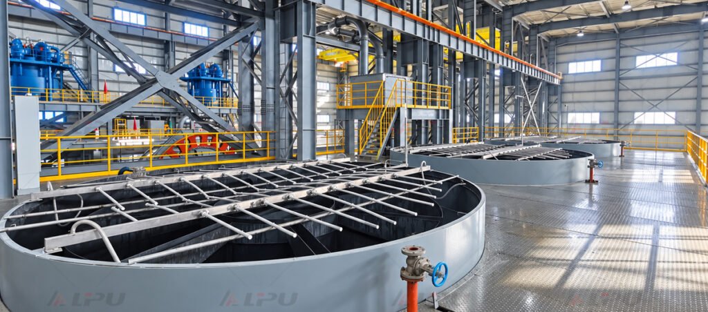 Thickening equipment in a mineral flotation processing plant.  