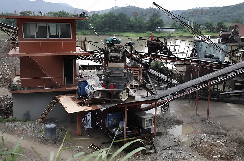 river-stone-aggregate-cone-crusher-site