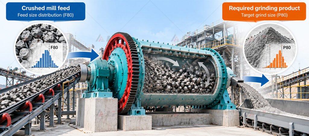 Feed condition and grinding target define the size-reduction duty