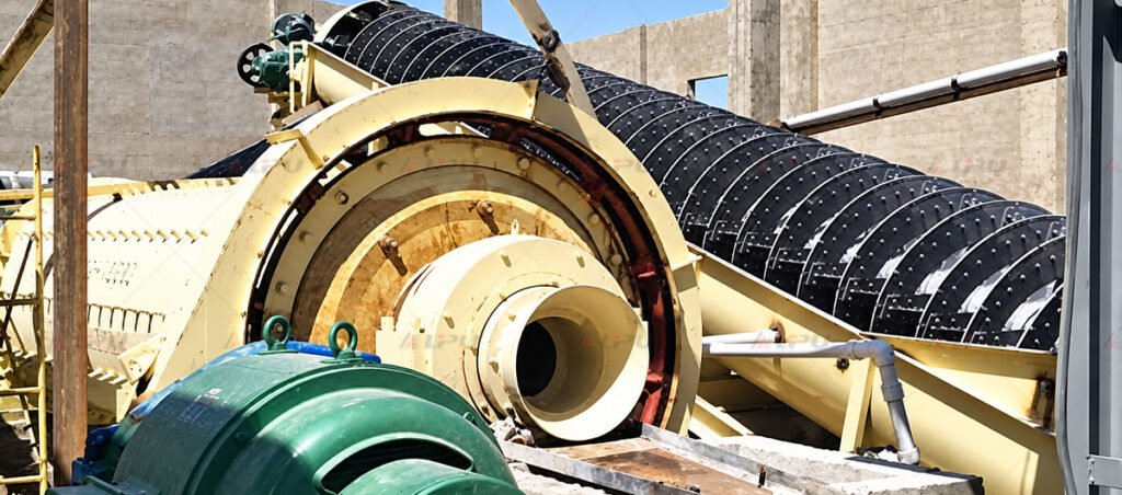Real ball mill and classifier circuit showing grinding, classification, coarse return and qualified product discharge