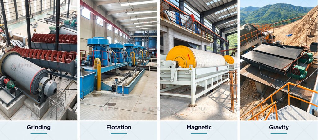 Grinding, flotation, magnetic and gravity testwork used to evaluate mineral processing response before flowsheet design