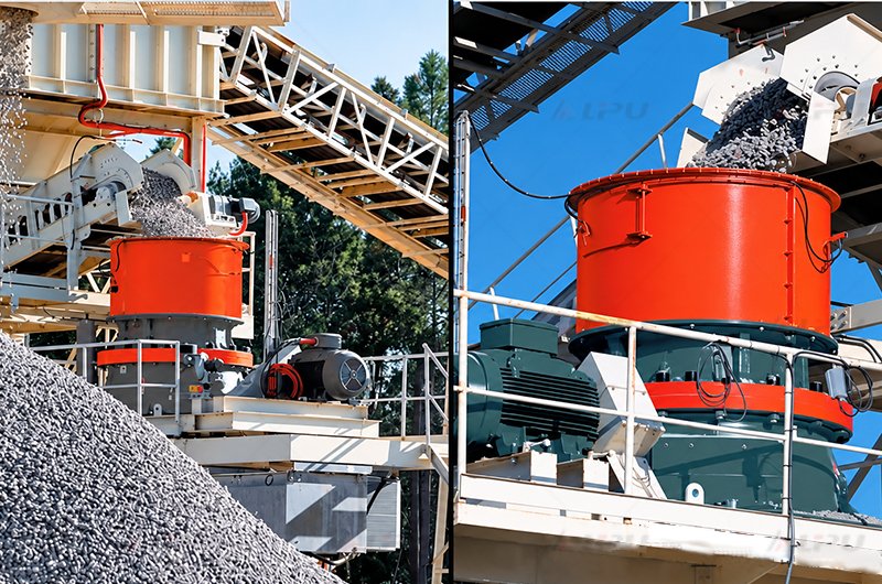 Cone crusher used at a granite crushing site